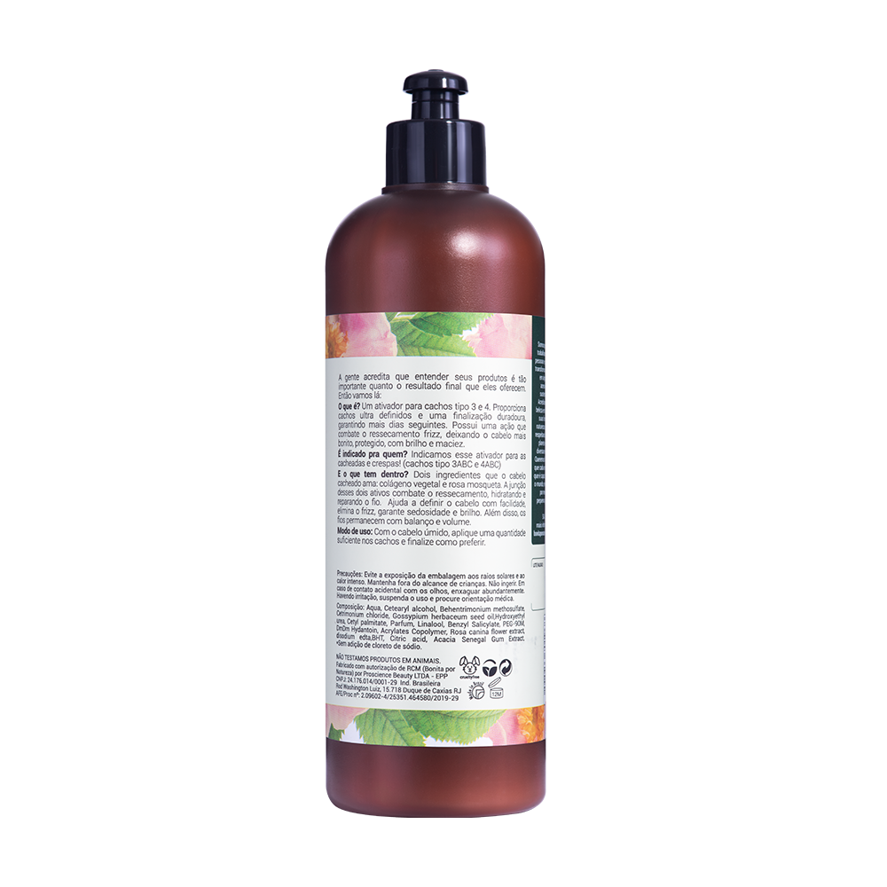 Ativador de Cachos 3A a 4C Bonita por Natureza Rosa Mosqueta 500ml