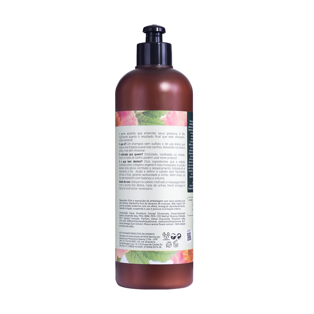 Shampoo Bonita por Natureza Cachos Rosa Mosqueta 500ml
