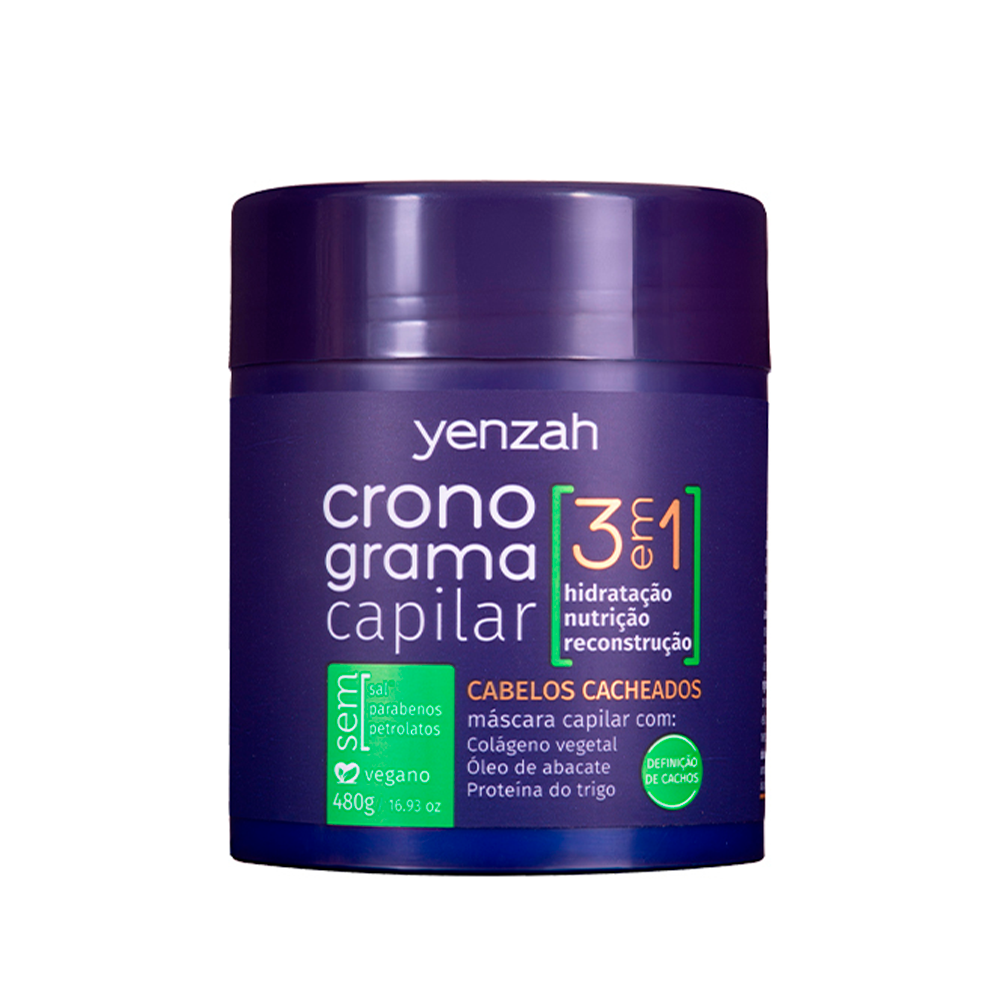 Máscara Yenzah Cronograma Capilar 3 em 1 Cabelos cacheados 480g