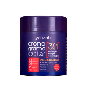 Máscara Yenzah Cronograma Capilar 3 em 1 Cabelos coloridos 480g