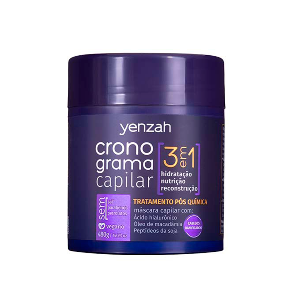 Máscara Yenzah Cronograma Capilar 3 em 1 Pós-química 480g